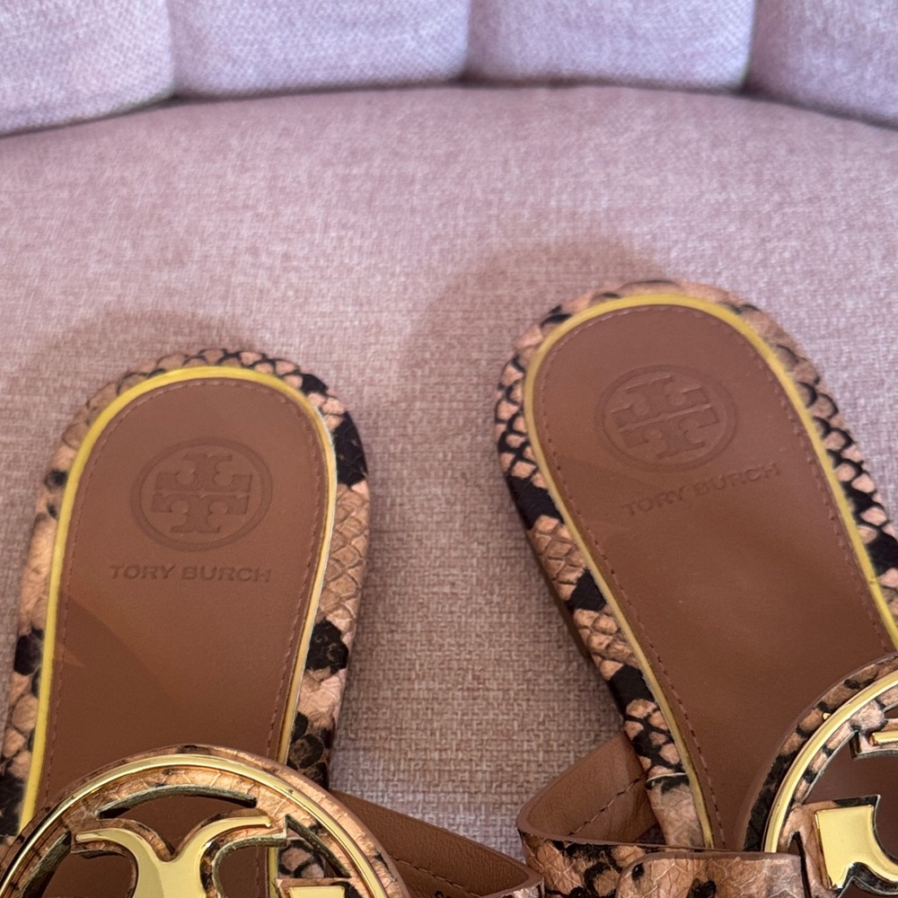 Tory Burch Tan and Gold Miller Sandals - Picture 2 of 3